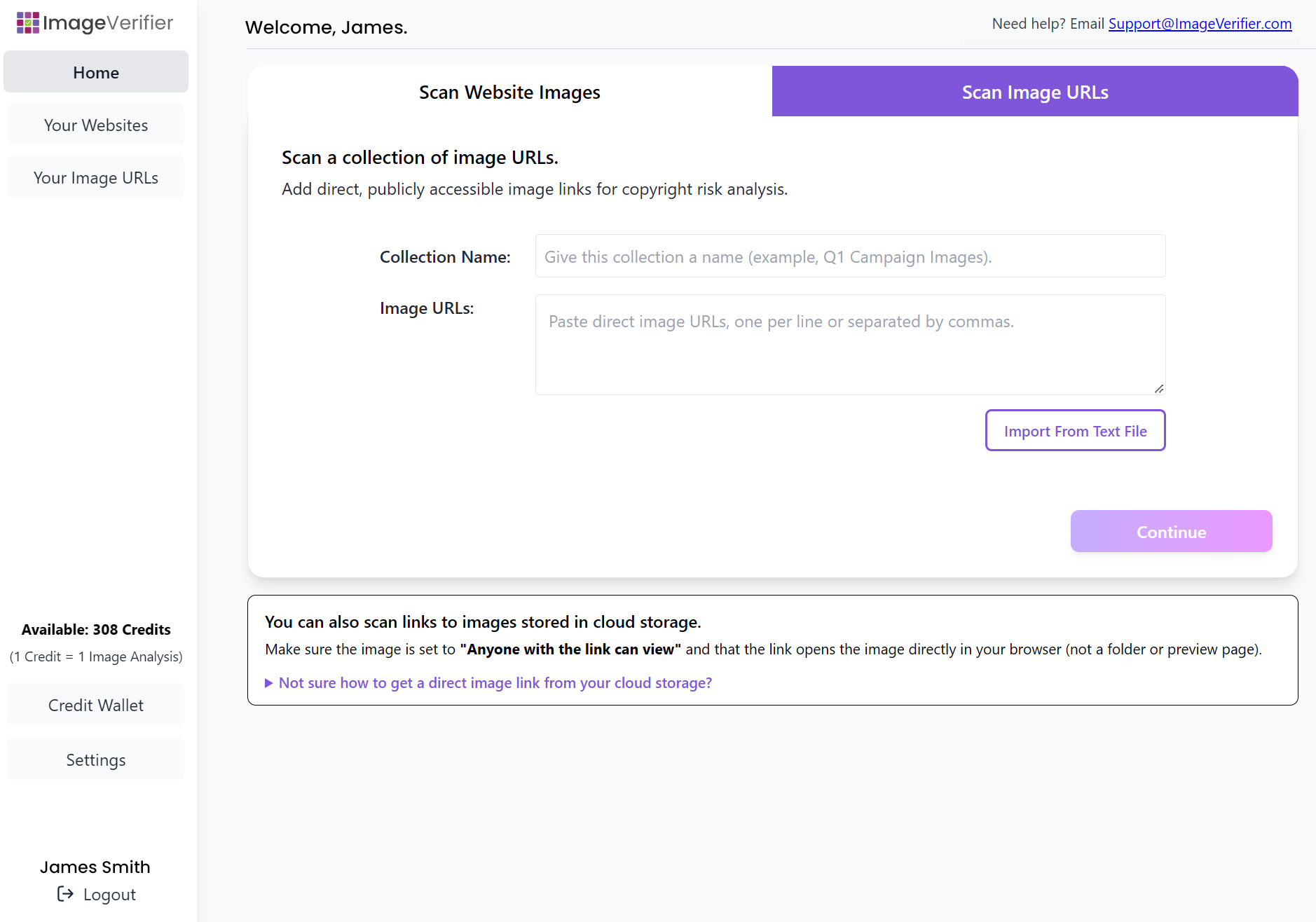ImageURL4 Image of the ImageVerifier dashboard in use